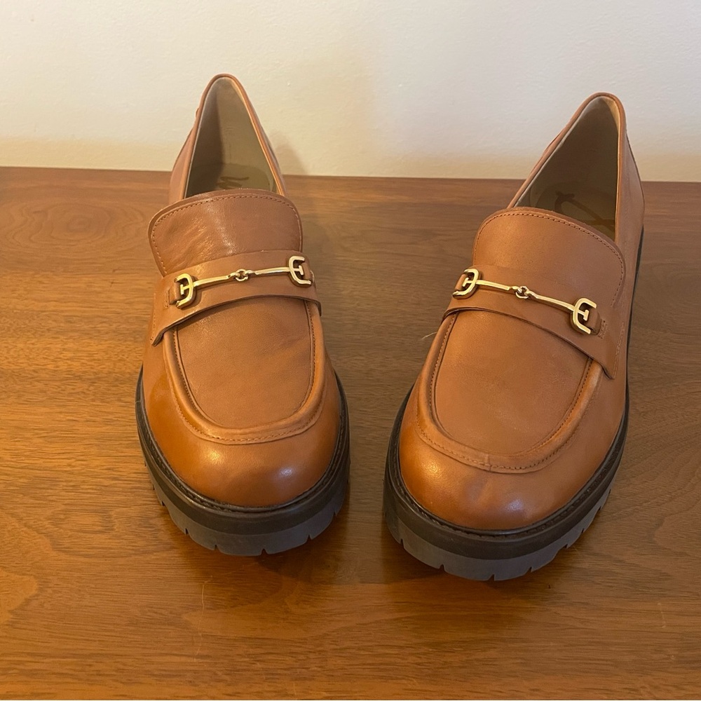 Sam Edelman Tully brown lug sole penny loafers
